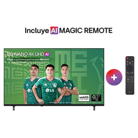 Vista frontal de Pantalla 65 pulgadas LG NANO 4K UHD AI NU855 SMART TV webOS 2026 65NU855BPSA